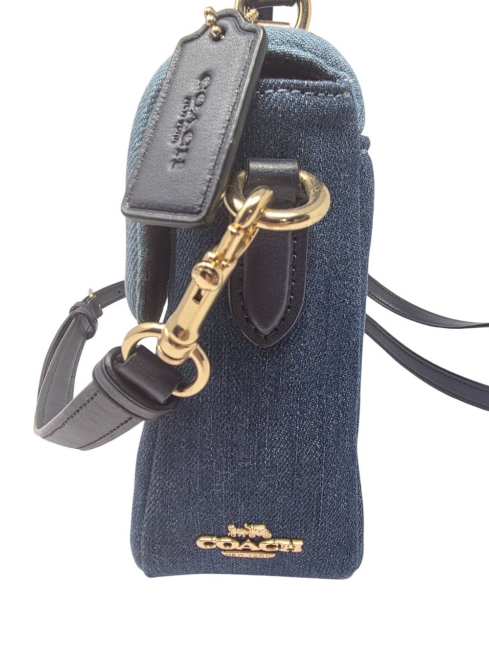 Coach Denim Quilted Shoulder Bag With Gold Hardware & Matching Wallet - Picture 3 of 11